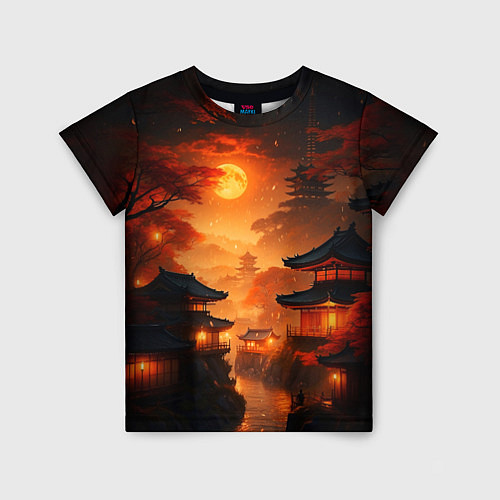 Детская футболка Мрачная япония - пейзаж / 3D-принт – фото 1