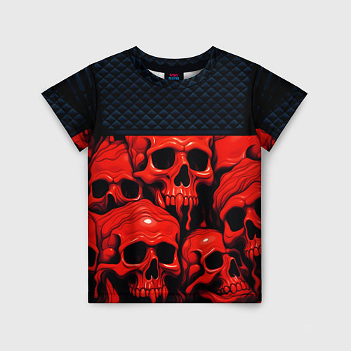 Детская футболка Расплавленные красные черепа стёжка / 3D-принт – фото 1