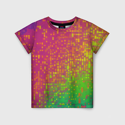 Детская футболка Разноцветные пиксели / 3D-принт – фото 1