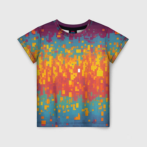 Детская футболка Разноцветные пиксели / 3D-принт – фото 1