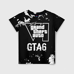 Футболка детская GTA6 glitch на темном фоне, цвет: 3D-принт