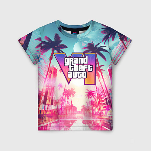 Детская футболка Gta 6 logo vice city style / 3D-принт – фото 1