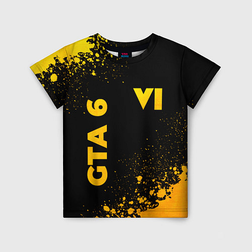 Детская футболка GTA 6 - gold gradient вертикально / 3D-принт – фото 1