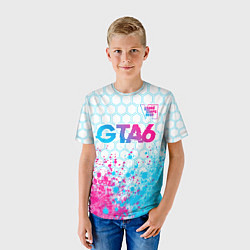 Футболка детская GTA6 neon gradient style посередине, цвет: 3D-принт — фото 2