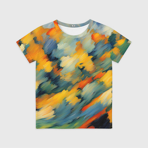 Детская футболка Жёлтые и синие мазки / 3D-принт – фото 1