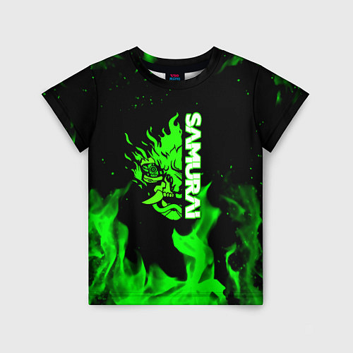 Детская футболка Samurai green fire toxic / 3D-принт – фото 1