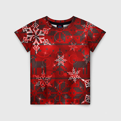 Детская футболка Рождественские узоры снежинки / 3D-принт – фото 1