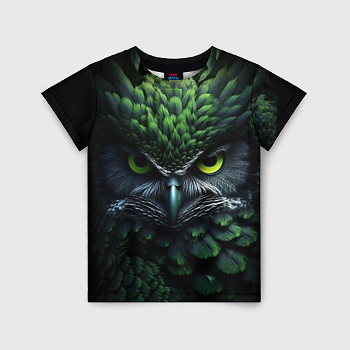 Детская футболка Зеленая фэнтази сова / 3D-принт – фото 1