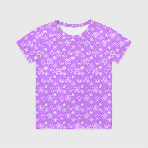 Детская футболка Сиреневый паттерн цветы / 3D-принт – фото 1