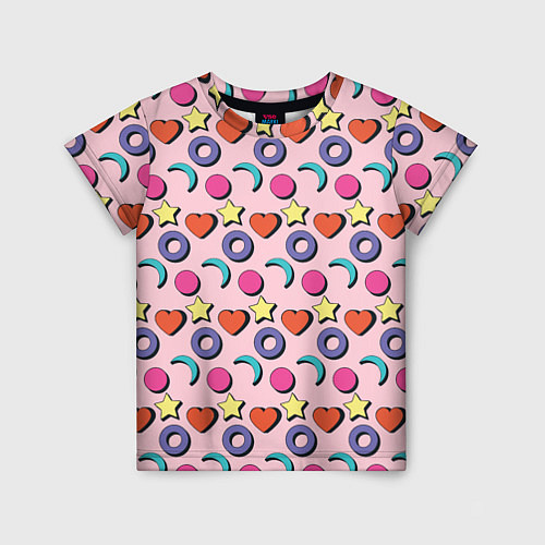 Детская футболка Современный узор с сердечной звездой и кругом / 3D-принт – фото 1