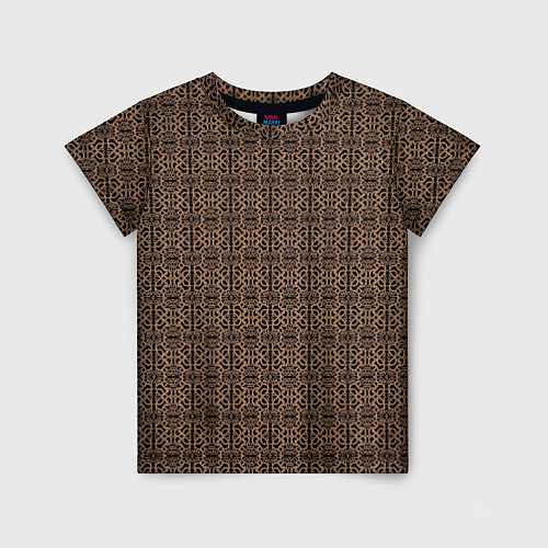 Детская футболка Ажурный тёмно-коричневый / 3D-принт – фото 1