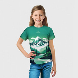 Футболка детская Графический пейзаж Камчатки, цвет: 3D-принт — фото 2