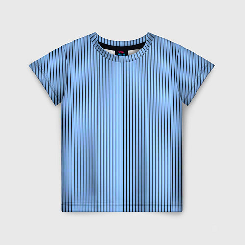 Детская футболка Строгий небесно-голубой в полоску / 3D-принт – фото 1
