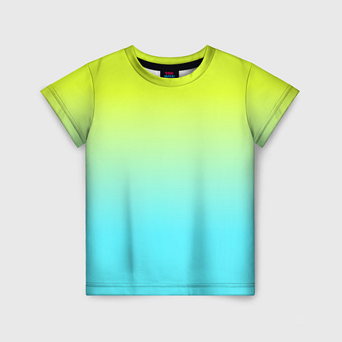 Детская футболка Ярко-зеленый и бирюзовый градиент / 3D-принт – фото 1