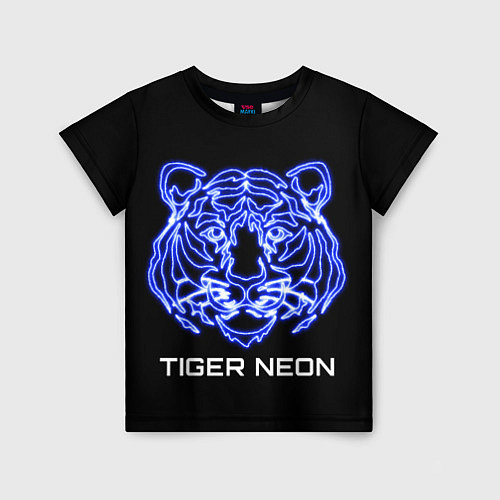 Детская футболка Tiger neon art / 3D-принт – фото 1