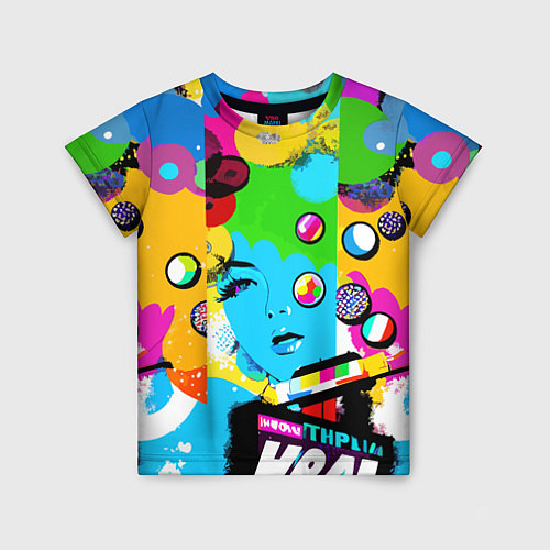 Детская футболка Girls face - pop art / 3D-принт – фото 1