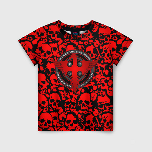 Детская футболка Thirty Seconds to Mars skull pattern / 3D-принт – фото 1