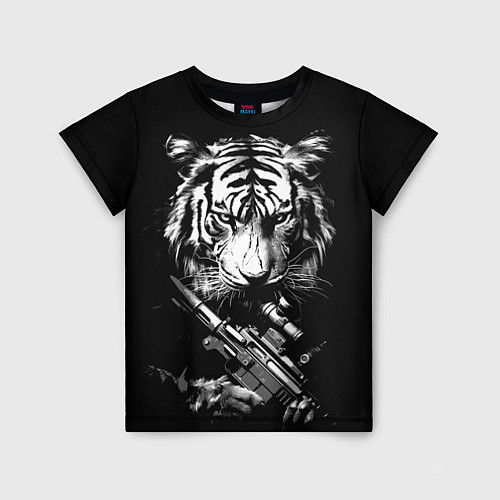 Детская футболка Тигр с винтовкой / 3D-принт – фото 1