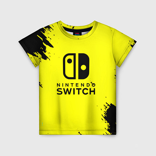 Детская футболка Nintendo switch краски на жёлтом / 3D-принт – фото 1