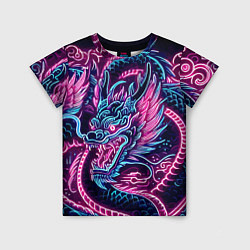 Детская футболка Neon Japanese dragon - irezumi