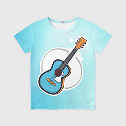 Детская футболка Гитара шестиструнная бирюзовая