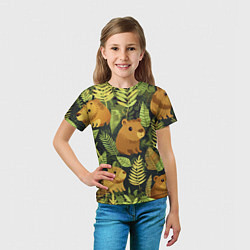 Футболка детская Капибары - лесной маскировочный камуфляж, цвет: 3D-принт — фото 2