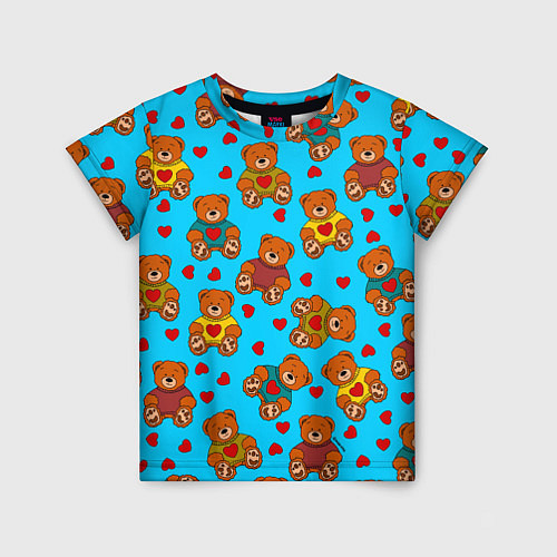 Детская футболка Мишки в цветных свитерах и сердечки / 3D-принт – фото 1