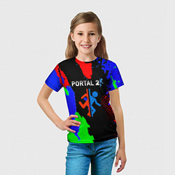 Футболка детская Portal 2 краски сочные текстура, цвет: 3D-принт — фото 2