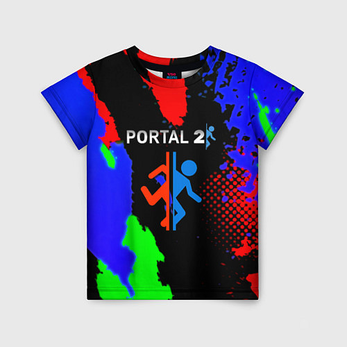 Детская футболка Portal 2 краски сочные текстура / 3D-принт – фото 1