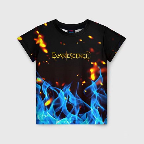 Детская футболка Evanescence огонь рок группа / 3D-принт – фото 1