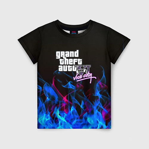 Детская футболка GTA неоновый огонь вайсити / 3D-принт – фото 1