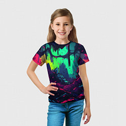 Футболка детская Кислотные абстракт, цвет: 3D-принт — фото 2
