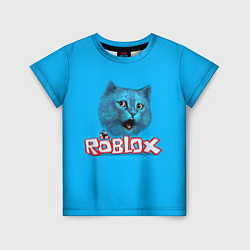 Футболка детская Roblox синий кот, цвет: 3D-принт