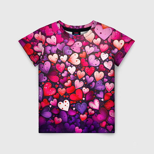 Детская футболка Множество сердец / 3D-принт – фото 1