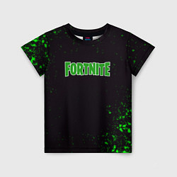 Футболка детская Fortnite зеленый краски лого, цвет: 3D-принт
