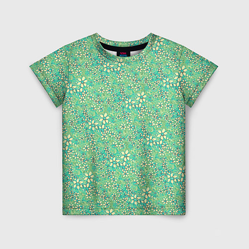 Детская футболка Цветочный светло-зелёный / 3D-принт – фото 1