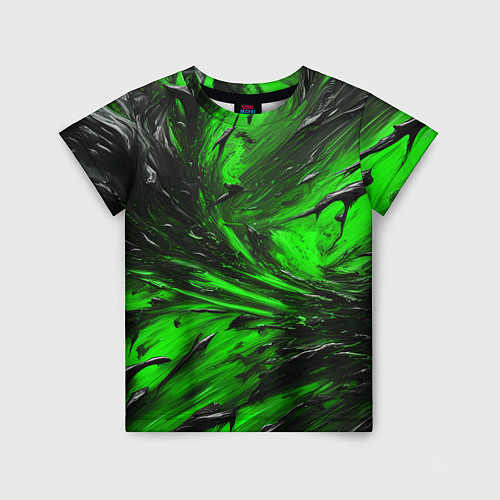 Детская футболка Чёрная и зелёная субстанция / 3D-принт – фото 1