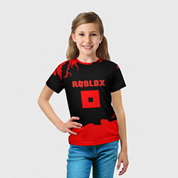 Футболка детская Roblox краски красные, цвет: 3D-принт — фото 2