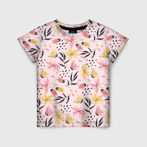 Детская футболка Абстрактный паттерн с цветами / 3D-принт – фото 1