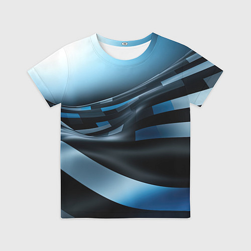 Детская футболка Черно-синий абстрактный спортивный стиль / 3D-принт – фото 1