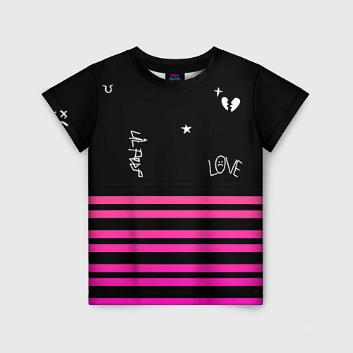 Детская футболка Lil Peep розовые полосы / 3D-принт – фото 1