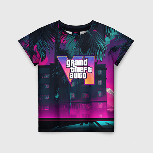 Детская футболка GTA 6 logo night Vice city / 3D-принт – фото 1