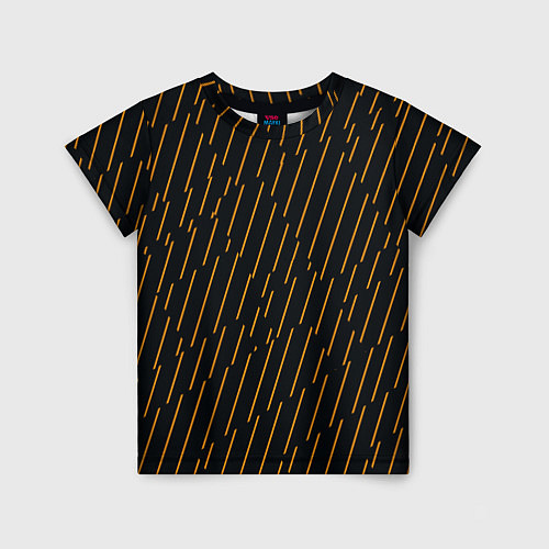 Детская футболка Чёрные полосы и оранжевые полосочки / 3D-принт – фото 1