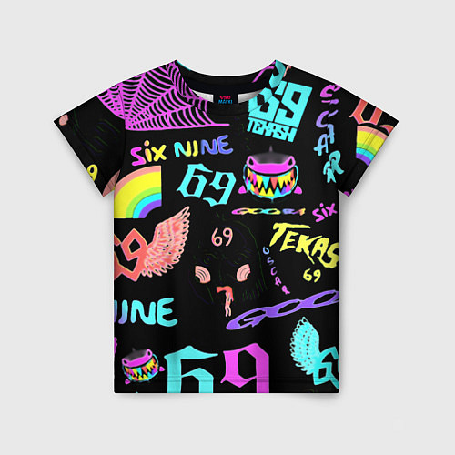 Детская футболка 6ix9ine logo rap bend / 3D-принт – фото 1