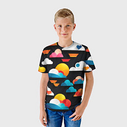 Футболка детская Цветные облака в черном небе, цвет: 3D-принт — фото 2