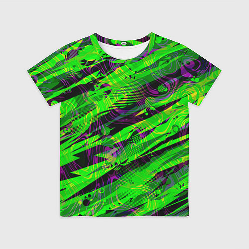 Детская футболка Зеленые узоры паттерны / 3D-принт – фото 1