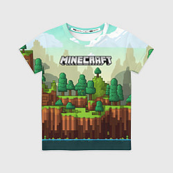 Футболка детская Minecraft logo квадратный мир, цвет: 3D-принт