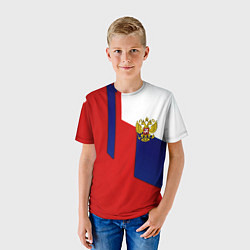 Футболка детская Спортивная текстура герб России, цвет: 3D-принт — фото 2