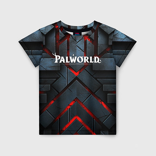 Детская футболка Palworld logo камни и красный свет / 3D-принт – фото 1