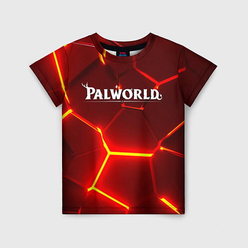 Детская футболка Palworld логотип разлом красных плит / 3D-принт – фото 1